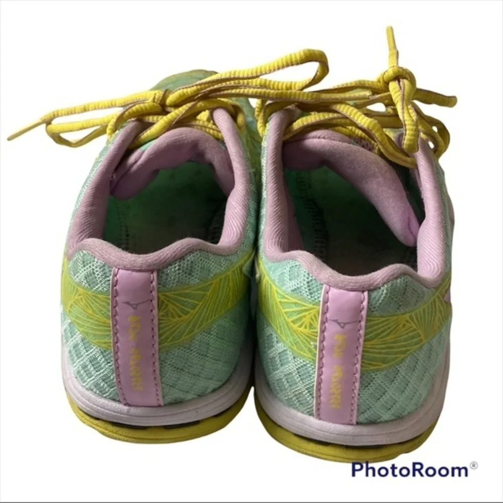 Mizuno Wave Sayonara Women's Size‎ 7 Running Shoes J1GD133068 Green Yellow Pink